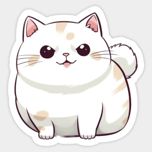 Chunky White Cat Sticker